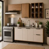 Cocina Bahamas 4 Puertas 2 Cajones 180 CM Almendra/blanco Apagado