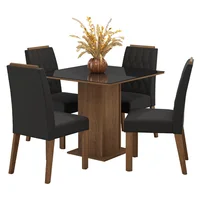 Juego de Comedor Capri Con 4 Sillas - Tablero de Madera y Cristal Marrón/negro/oxford