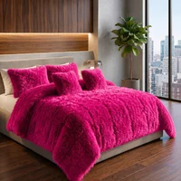 Edredón Premium Pelo de Oso Sintético Tamaño Doble Fucsia