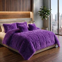 Edredón Premium Pelo de Oso Sintético Tamaño Doble Morado