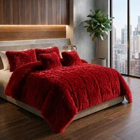 Edredón Premium Pelo de Oso Sintético Tamaño Doble Rojo