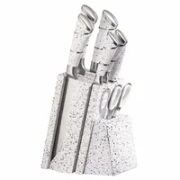 Set Profesional de Cuchillos 8 Piezas con Bloque y Accesorios Cocina blanco