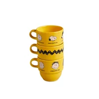 Set de 3 Pocillos Té Snoopy en Cerámica de 201.4 ml Corona Multicolor