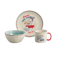 Set Vajilla Infantil de Desayuno Snoopy Travel Memories en Cerámica de 3 Piezas Corona Multicolor