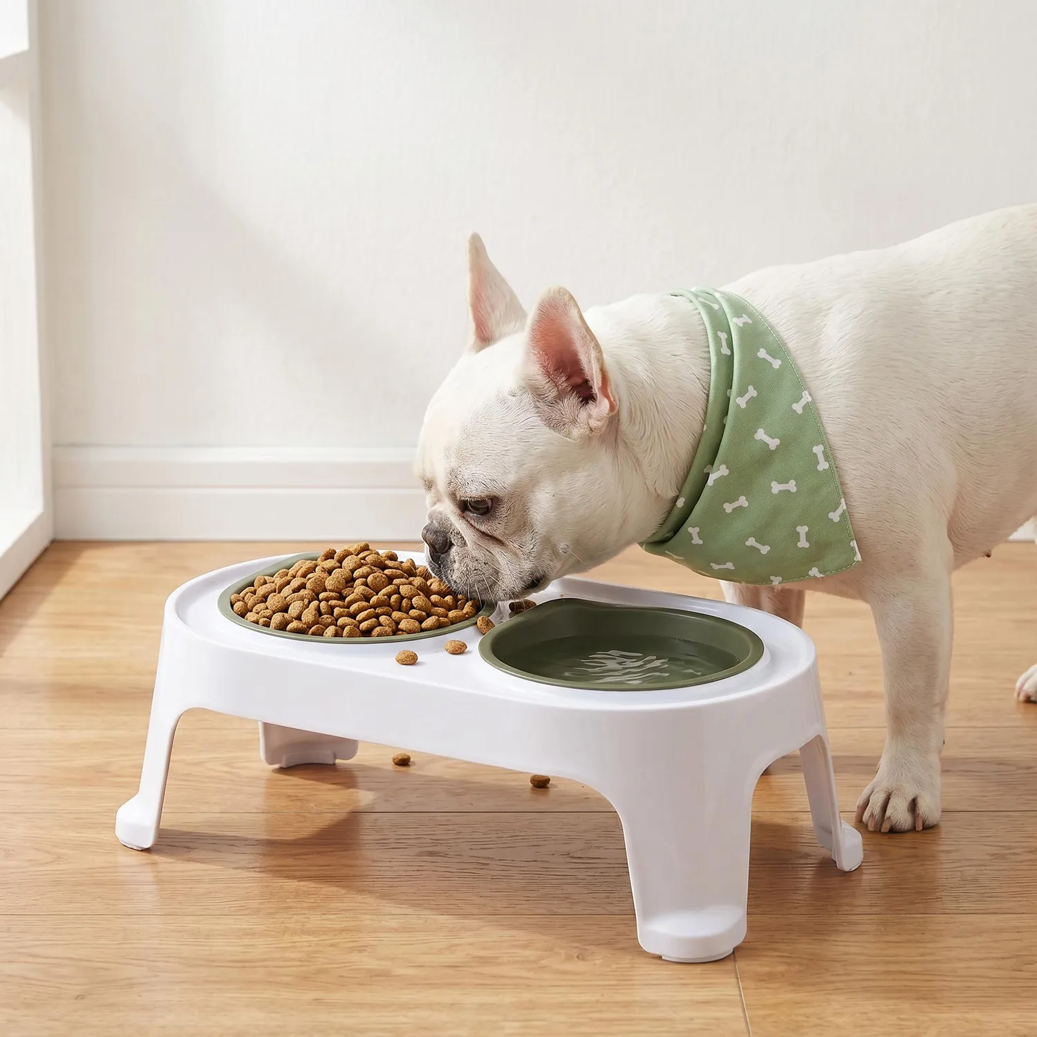 Comedero Alto para Perro Pequeño Verde Rimax