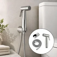Kit Ducha Bidet Acero Inoxidable 304 Satinado Con Manguera y Soporte Higiénico para Baño