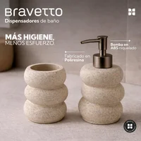 Set de Dispensador de Jabón para Baño Con Vaso Moderno Color Beige