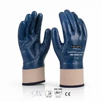 Guante de Nitrilo Puño Seguridad Liso Color Azul Talla 9/l x 12 Pares