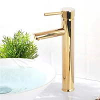 Grifería Lavamanos Alto Cuello Recto Oro