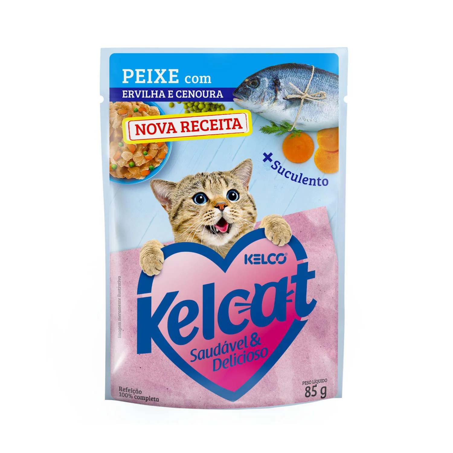 Comida Humeda para Gato Pescado Guisante Zanahoria 85G Kelcat