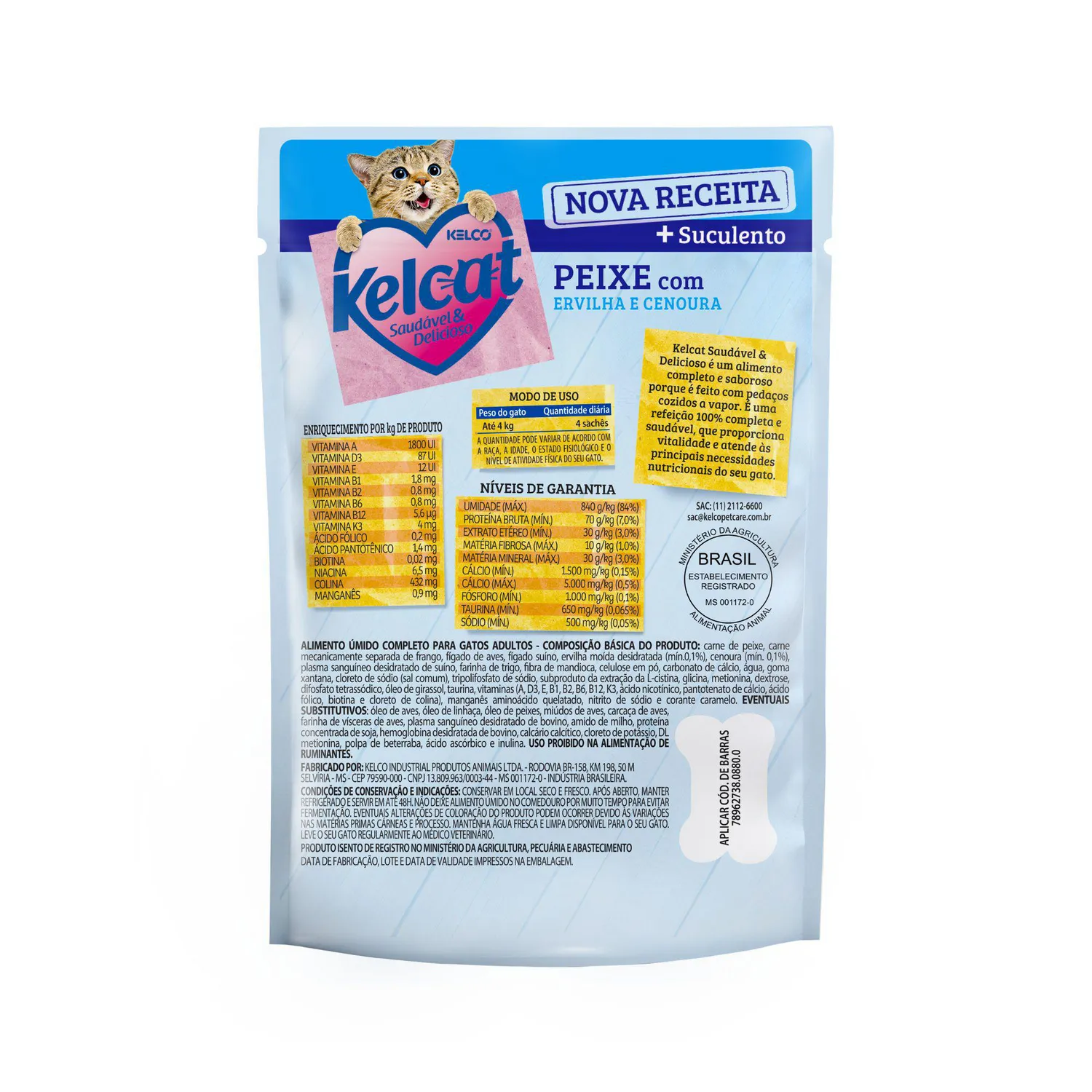 Comida Humeda para Gato Pescado Guisante Zanahoria 85G Kelcat