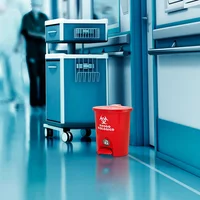 Caneca Plástica 4.5 Litros Rojo-Riesgo Biológico Con Pedal