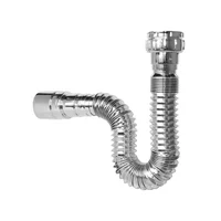 Sifón Flexible Metalizado Con Adaptador Para Instalación De Lavamanos O Lavaplatos