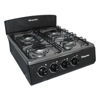 Estufa Sobremesa AceEstufa Sobremesa Acero Inoxidable 52 cm Gas Natural 4 Puesto Negro