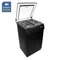 Estufa De Piso 4 Puestos Con Gabinete  Gas Natural Negro