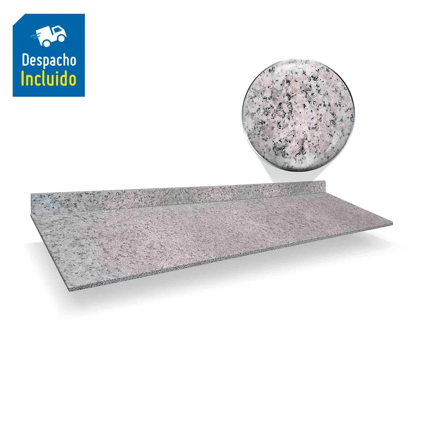 Mesón Granito Natural Rosa Cristal sin Perforación 120x52 cm ...