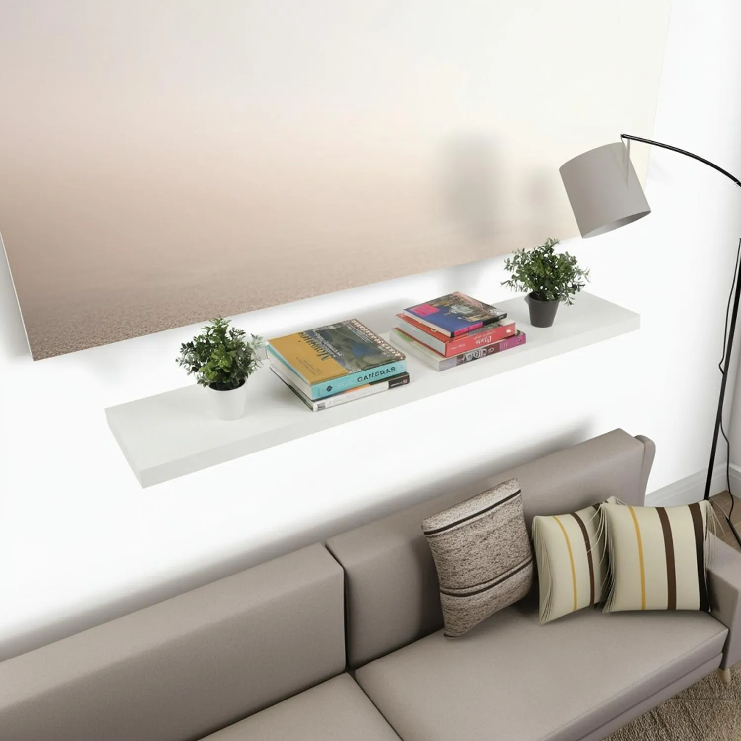 Repisa Flotante 120x25x3.8cm Blanco 2