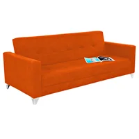 Sofá Cama Duke Espaldar Abatible Tela Naranja