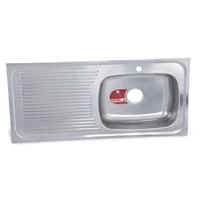 Lavaplatos Para Cocina 100X50 Cm Con Escurridor Y Poceta Izquierda Mezclador En Acero Inoxidable
