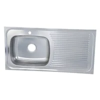 Lavaplatos en Acero Inoxidable 100x50 cm con Escurridor y Poceta Izquierda para Griferia Monocontrol North
