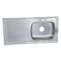Lavaplatos en Acero Inoxidable 100x50 cm con Escurridor y Poceta Derecha para Griferia Monocontrol North