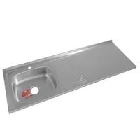 Mesón En Acero Inoxidable Liso Para Sobreponer 150X50 Cm Con Poceta Izquierda Para Grifería Monocontrol