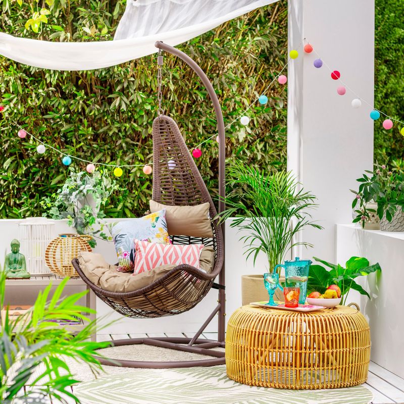 Sillón Colgante Rattan Sintético Almeria Taupe JUST HOME