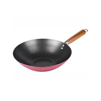 Wok en Aluminio 30cm Negro Antiadherente Mango Madera Apto para Inducción Just Home Collection