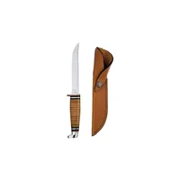 Cuchillo Case Utility De Caza Fijo Hoja Acero Inoxidable Mango Cuero