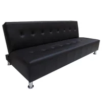 Sofá cama master 3 puestos ecocuero negro