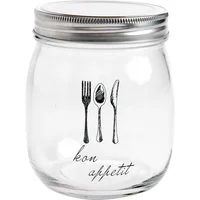 Recipiente en Vidrio 650ml Letras Tapa Silver Just Home Collection