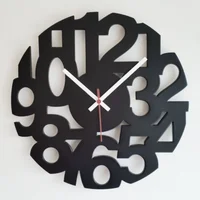 Reloj Pared Numeros 34 Cm Calado Negro
