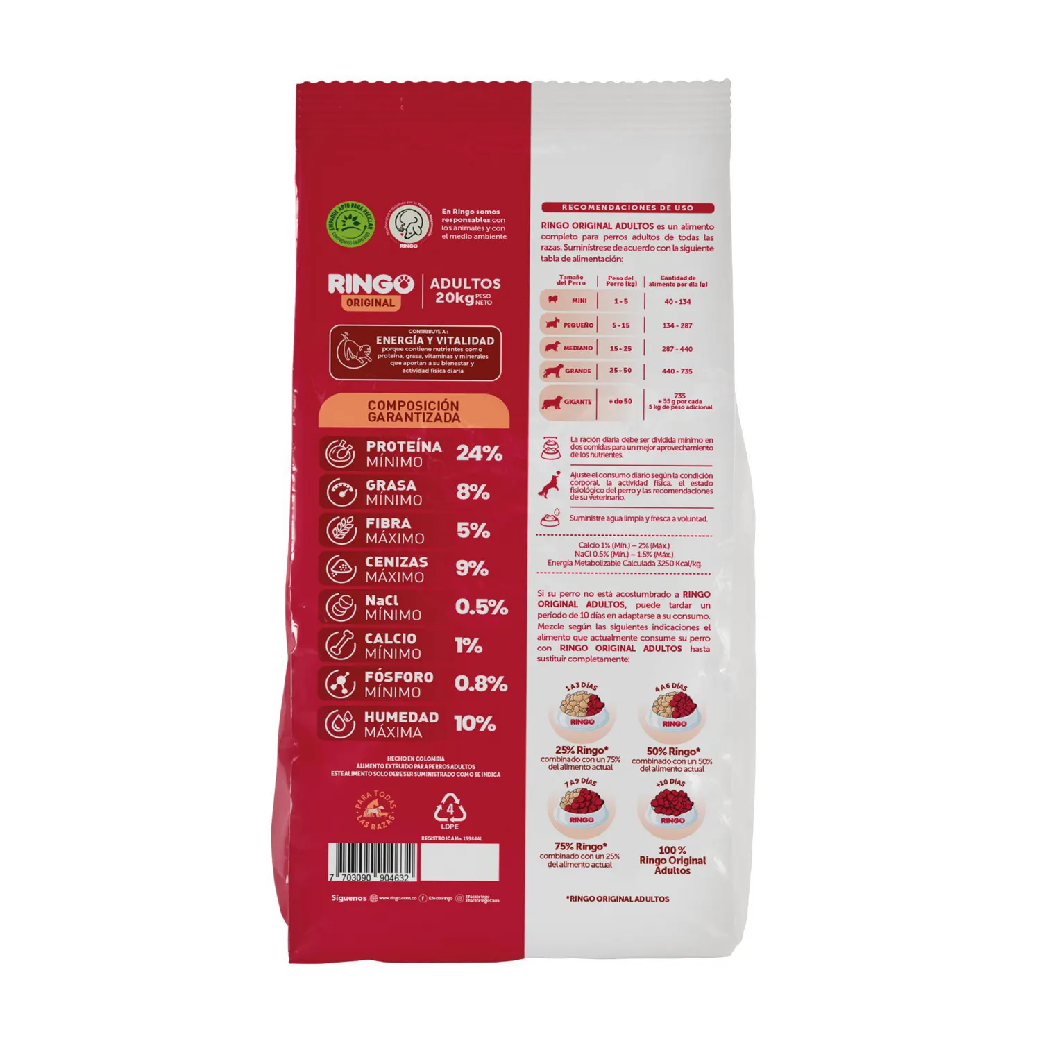 Comida Seca Para Perros Ringo Original Adulto 20 Kg