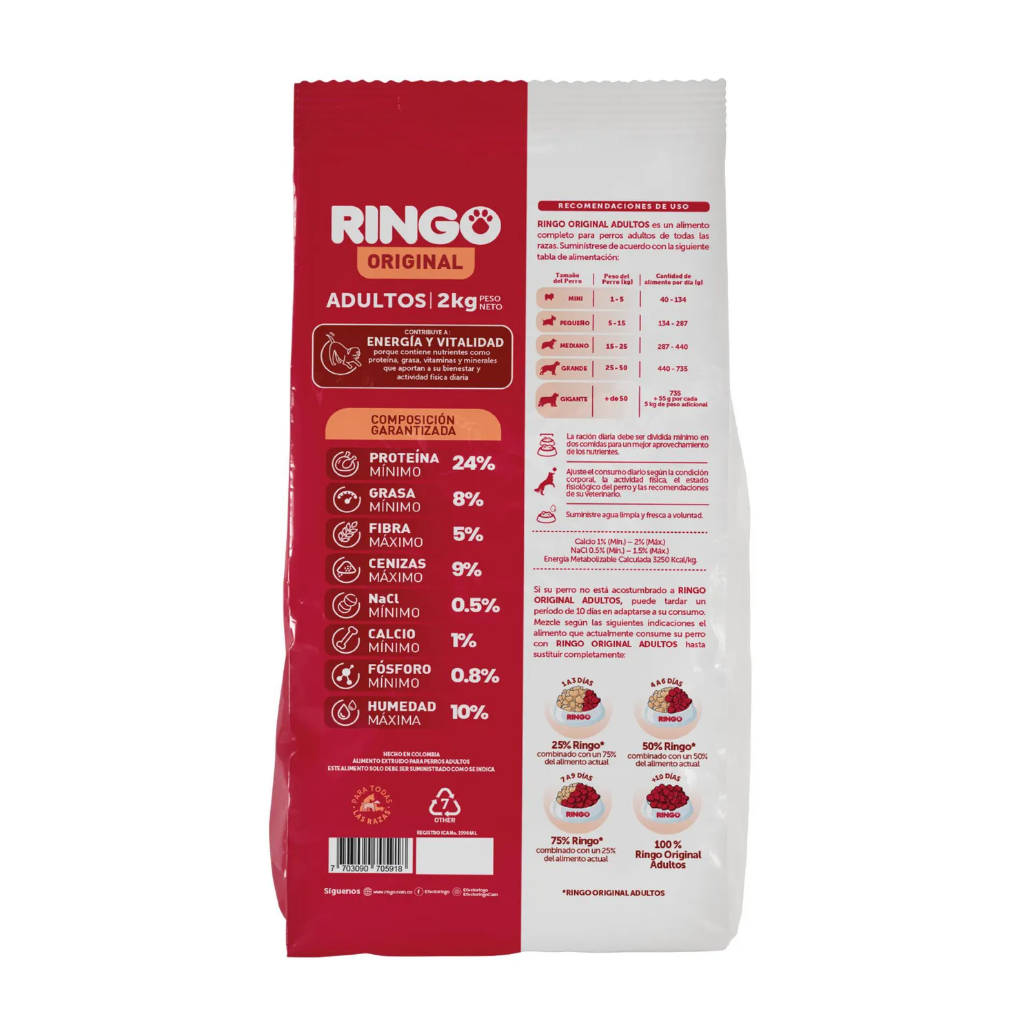 Comida Seca Para Perros Ringo Original Adulto 2 Kg