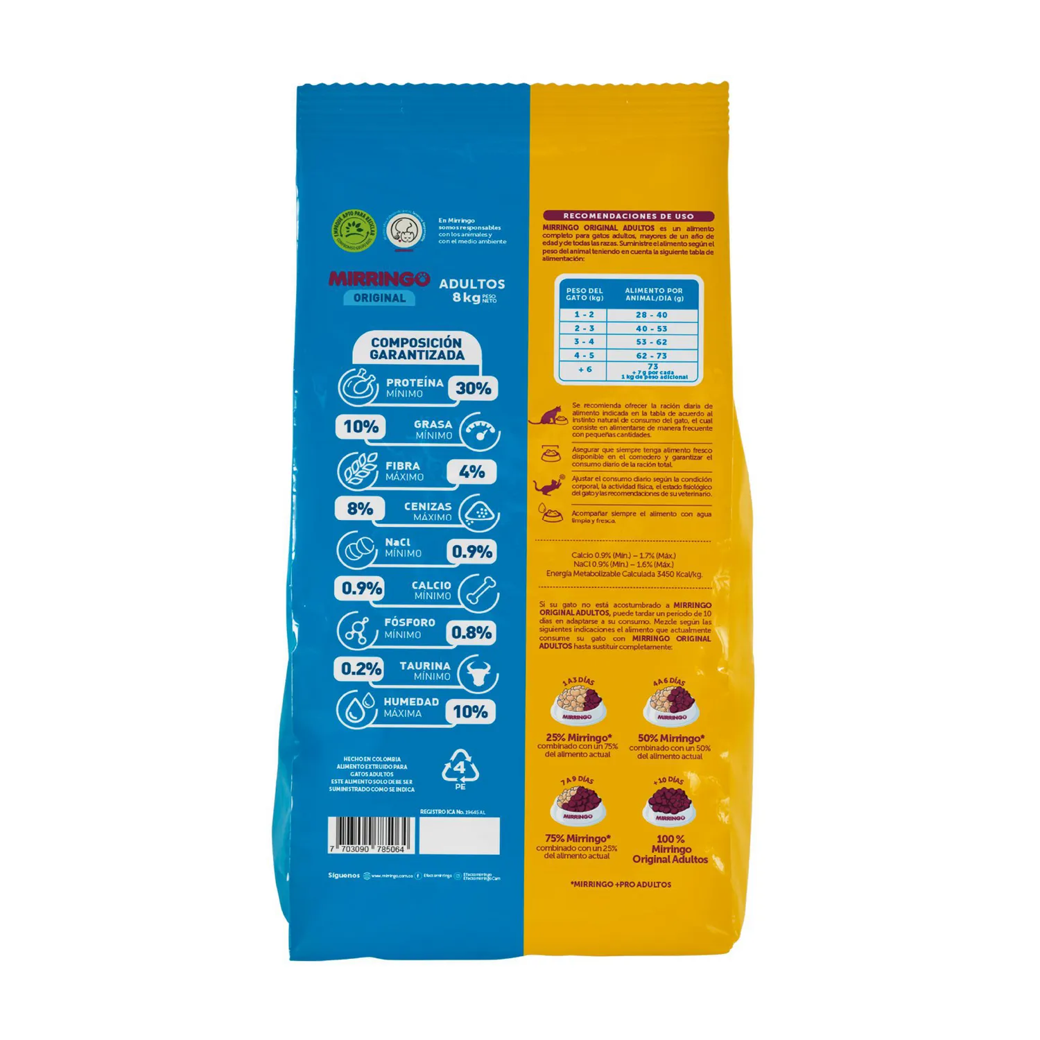 Comida Seca Mirringo Gato Adulto 8 Kg