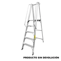 Escalera Certificada 1.50 m 5 P Plataforma en Aluminio Tipo IA 136 kg Fanes