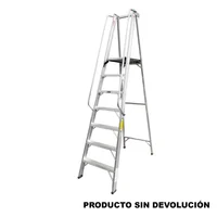 Escalera Certificada 2.10 m 7 P Plataforma en Aluminio Tipo IA 136 kg Fanes