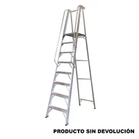 Escalera Certificada 2.40 m 8 P Plataforma en Aluminio Tipo IA 136 kg Fanes