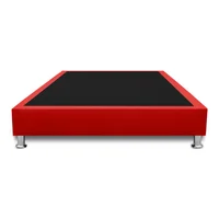 Base Cama Completa Sencilla 100X190Cm Ecocuero Rojo
