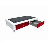 Base Cama Doble + Cajones 140X190Cm Ecocuero Blanco/Rojo