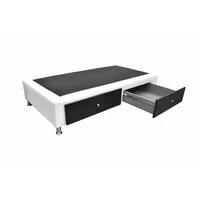 Base Cama Sencilla + Cajones 90X190Cm Microfibra Blanco/Negro