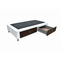 Base Cama Semidoble + Cajones 120X190Cm Microfibra Blanco/Café