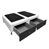 Base Cama Dividida Queen + Cajones 160X190Cm Microfibra Blanco-Negro