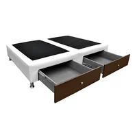Base Cama Dividida Queen + Cajones 160X190Cm Microfibra Blanco-Café