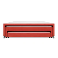 Base Cama Nido Doble 3 Niveles 190X140X48Cm Microfibra Rojo