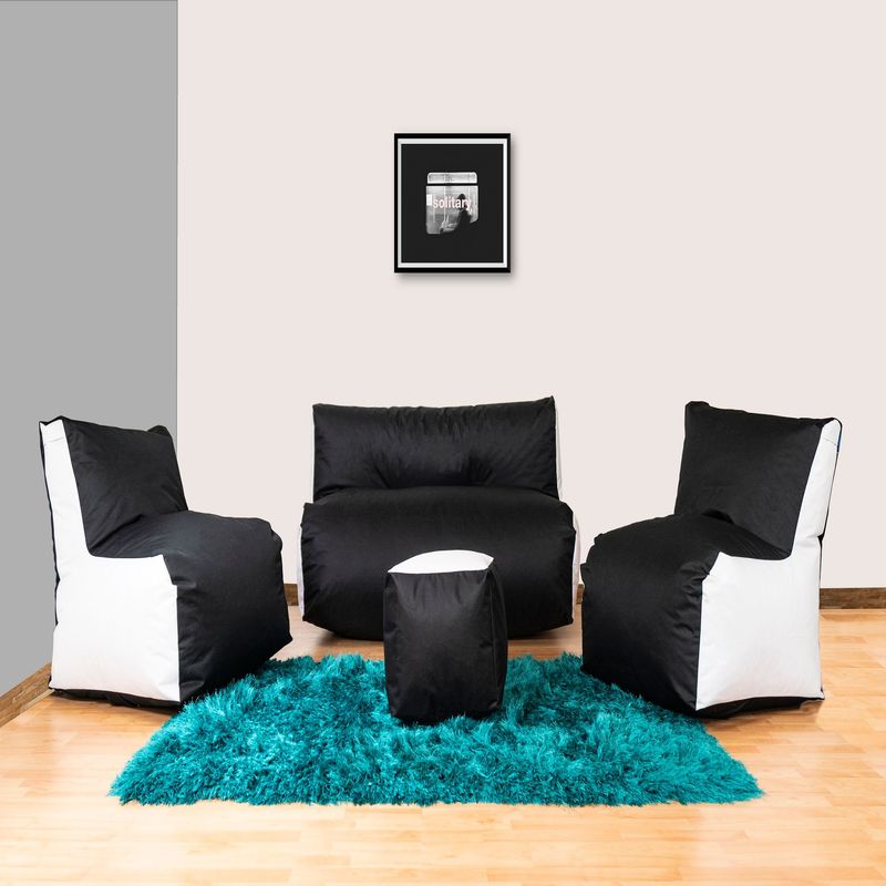 Sala Rocker en Cuerotex Incluye Sofá + 2 Sillas Negro / Blanco ESTILO ...