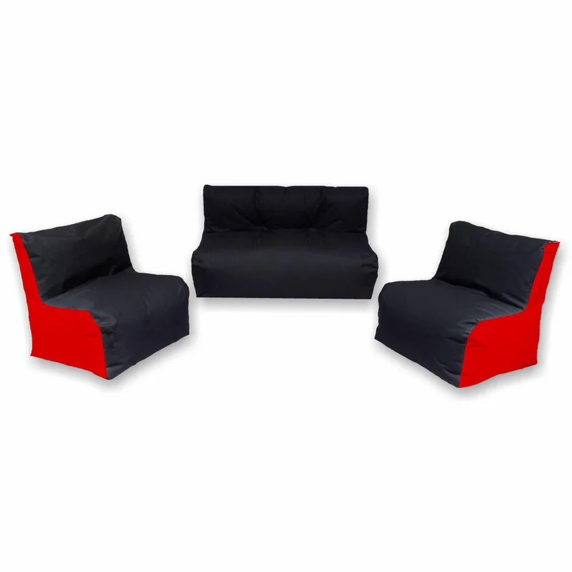 Sala Rocker En Cuerotex Incluye Sofá + 2 Sillas Negro / Rojo ...