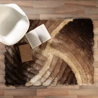 Tapete Shaggy 3d 120 cm X 170 cm Cafe