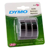 Cinta plástica color negro Pararotuladora Organizer Xpress OX x 3 rollos Dymo