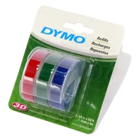 Cinta plástica color rojo azul verde para rotuladora OX x 3 rollos Dymo